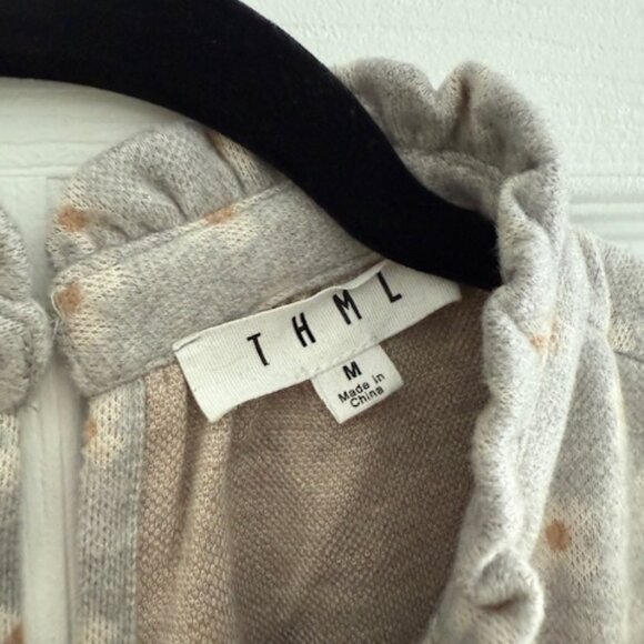 Women's mixed material long sleeve ruffle top size MEd - Picture 2 of 2